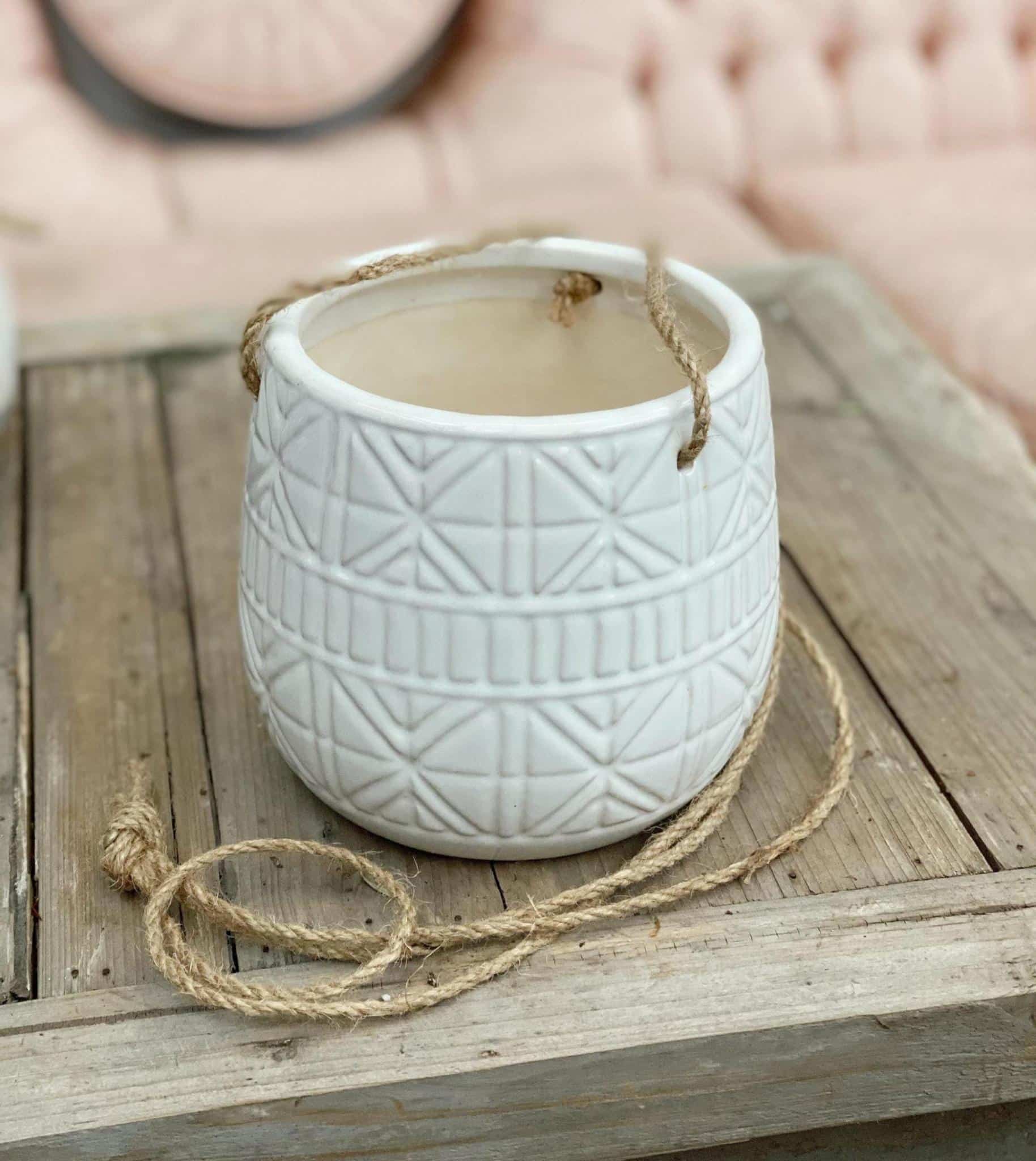 5.5" White Aztec Hanging Ceramic