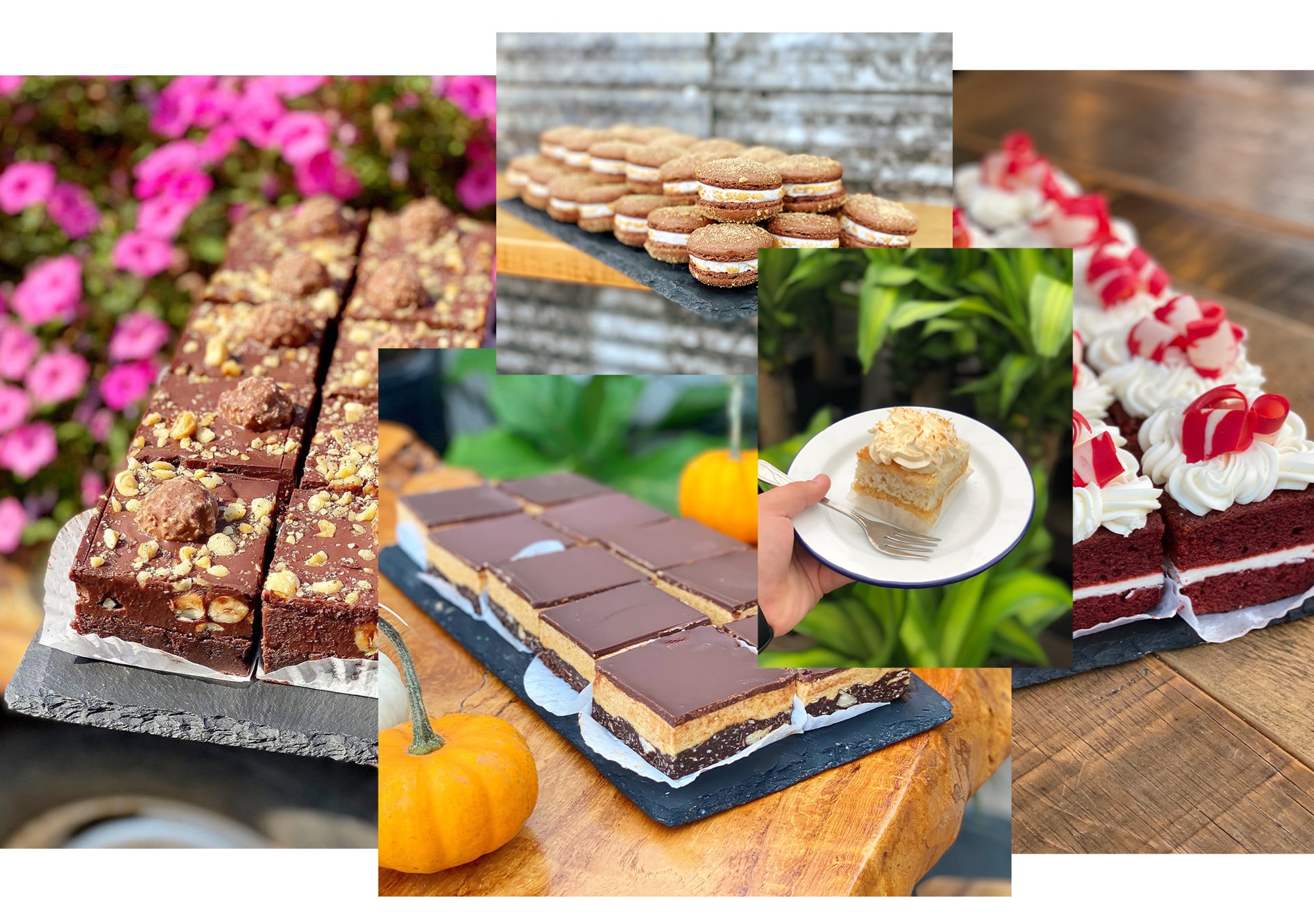 SquaresCake-Collage Image collage of Squares and Cakes at the Watering Can Flower Market.