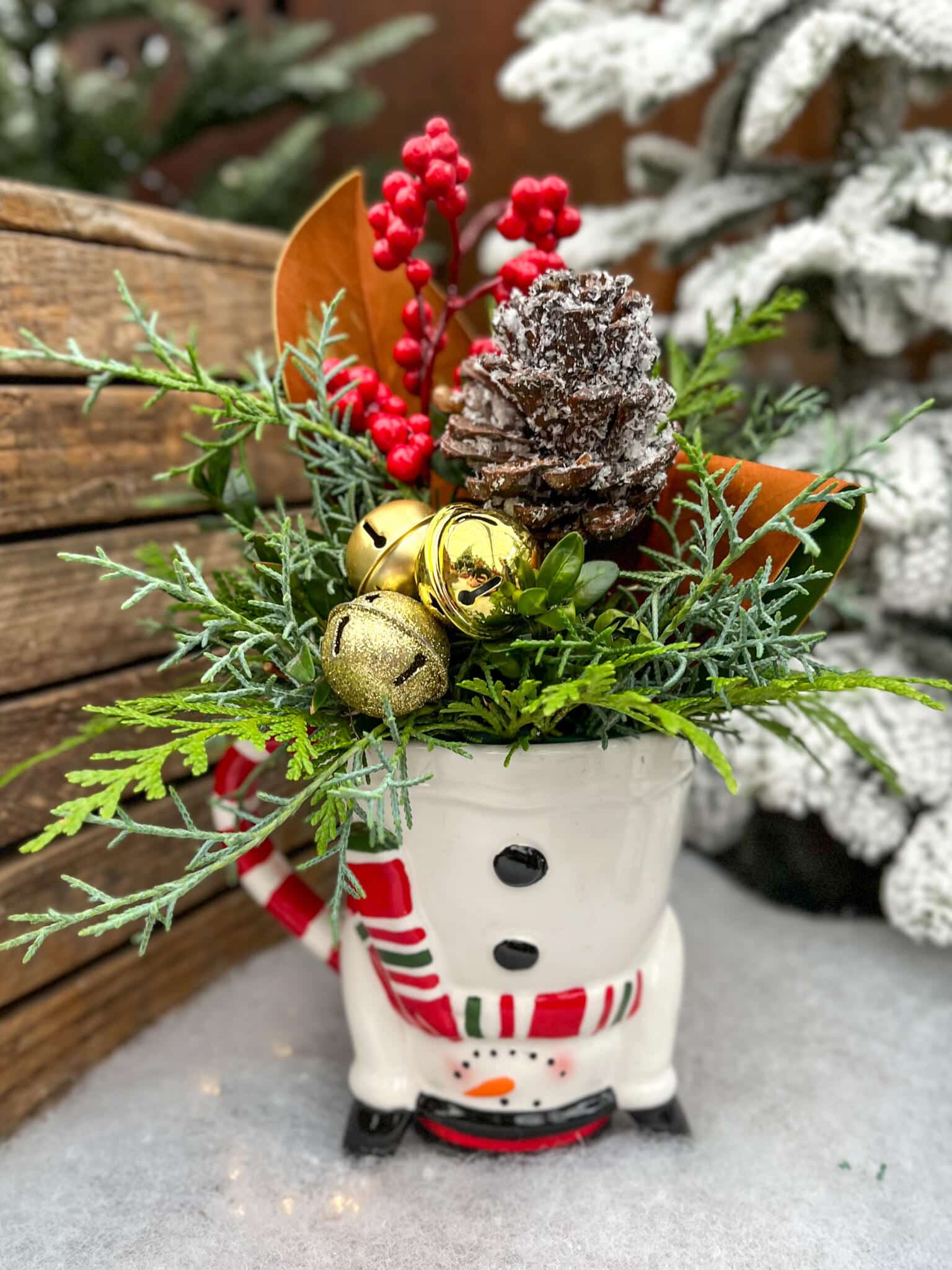 The Watering Can | This kit is made in an upside down snomwan shaped mug. You will fill it with christmas greens and decorations.