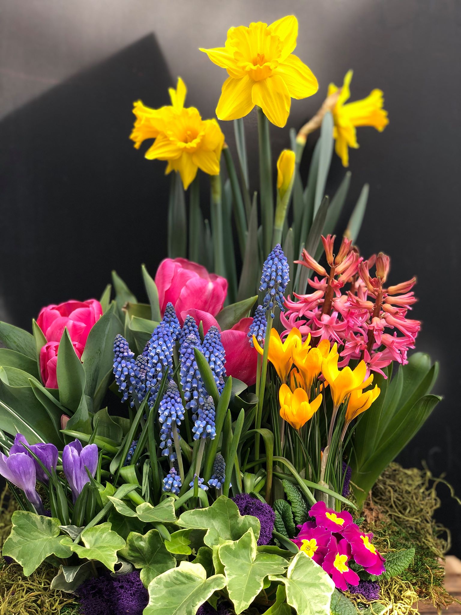 A spring seasonal display at The Watering Can Flower Market in Vineland, Ontario